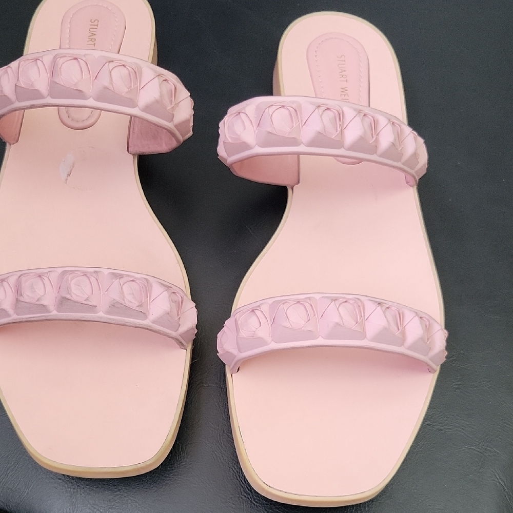 Stuart Weitzman Pink Quilted Sandals